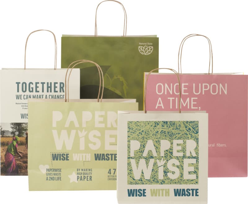 Agricultural waste 150 g/m2 paper bag with twisted handles - 24 x 9 x 32 cm 5