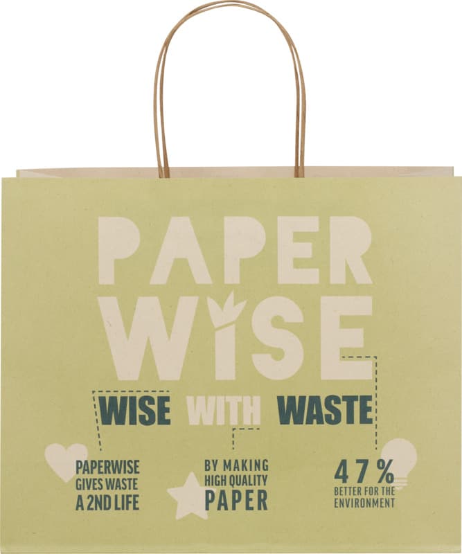 Agricultural waste 150 g/m2 paper bag with twisted handles - 31 x 12 x 25 cm 2