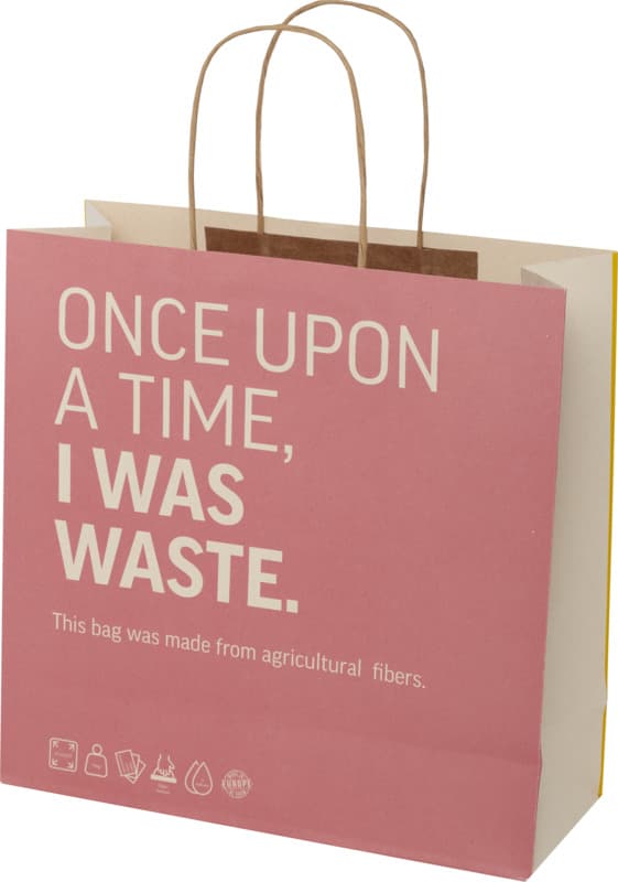 Agricultural waste 150 g/m2 paper bag with twisted handles - 31 x 12 x 31 cm