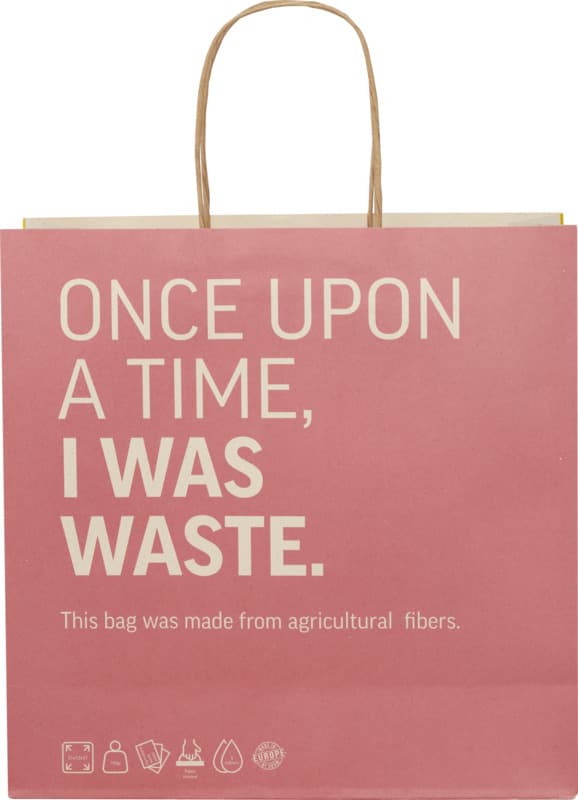 Agricultural waste 150 g/m2 paper bag with twisted handles - 31 x 12 x 31 cm 2