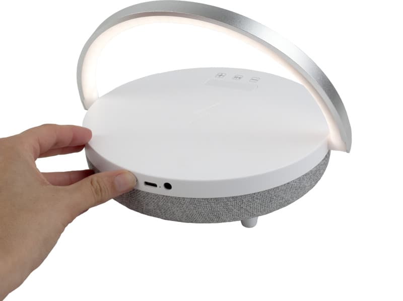 Prixton 4-in-1 10W Bluetooth® speaker with LED light and wireless charging base 4