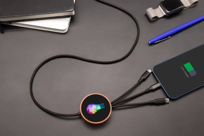 SCX.design C40 5-in-1 rPET light-up logo charging cable and 10W charging pad 5