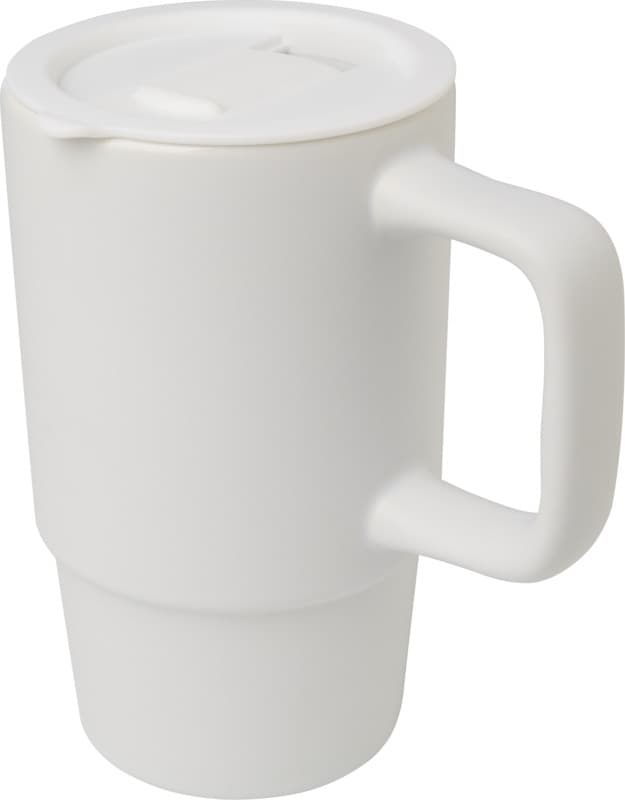 Carter 450 ml ceramic mug with plastic lid