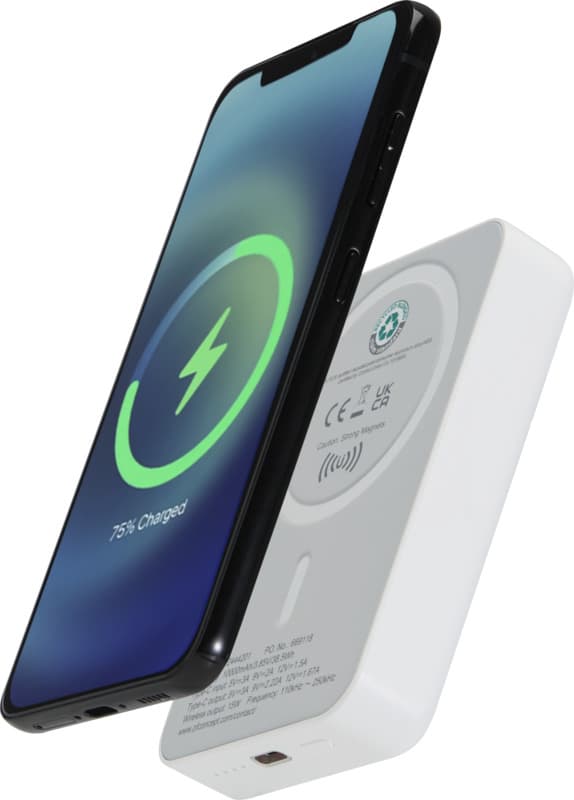 Acrab 10.000 mAh 15W magnetic wireless power bank with 20W PD - made from recycled plastic