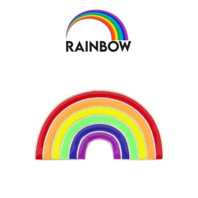 Rainbow Pin Badge - 30mm - Brooch Fitting