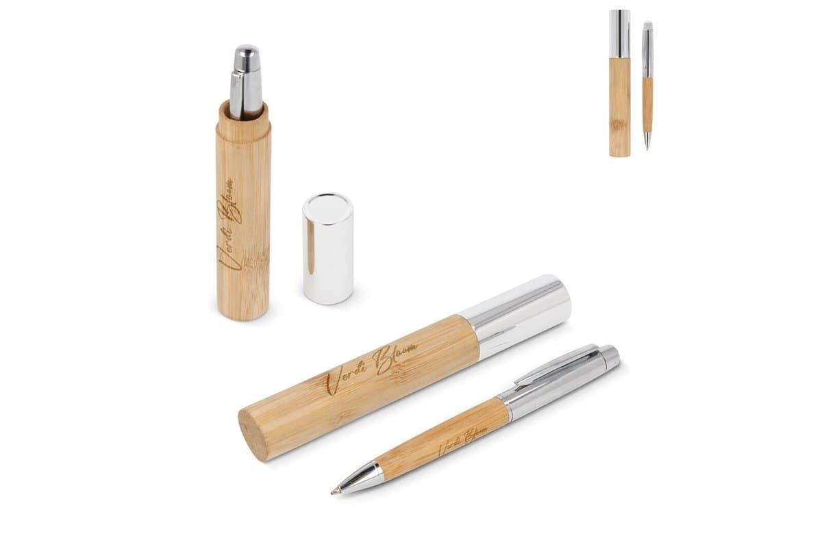 Metal Ball pen bamboo in tube