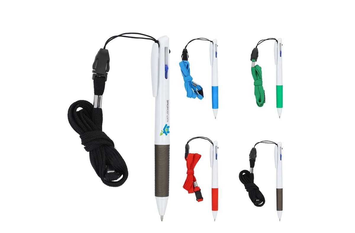 3 Colour pen with grip and keycord