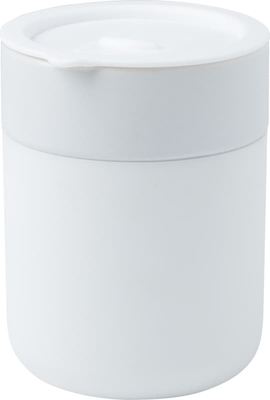 Java 330 ml ceramic tumbler with silicone wrap and plastic lid