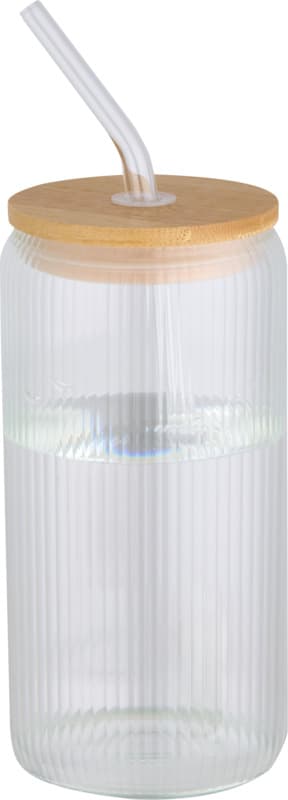 Mirage 500 ml single-walled borosilicate glass jar with bamboo lid