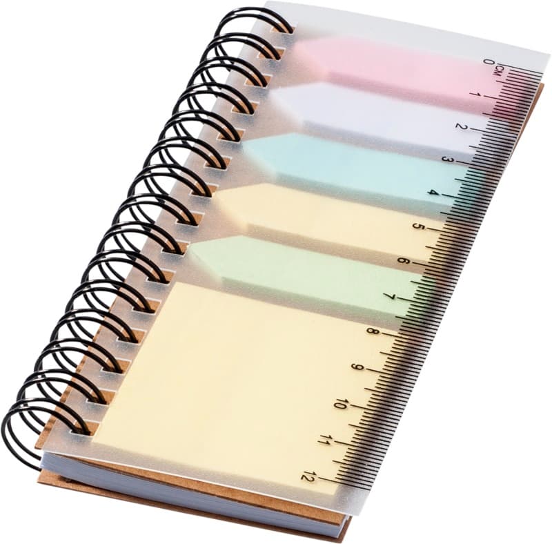 Spinner spiral notebook with coloured sticky notes