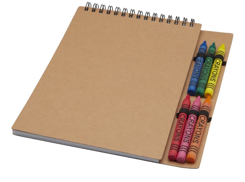 Doodle A5 spiral soft cover notebook and crayon set