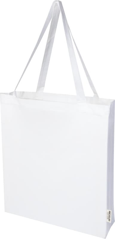 Madras 140 g/m² GRS recycled cotton gusset tote bag 12L