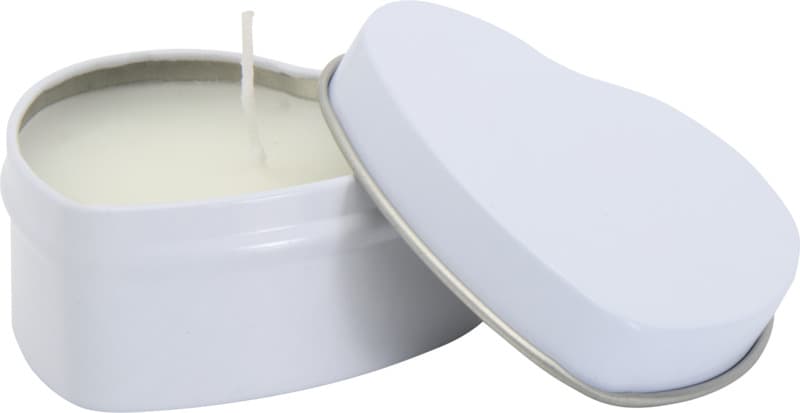 Blissful heart-shaped tin candle with vanilla aroma