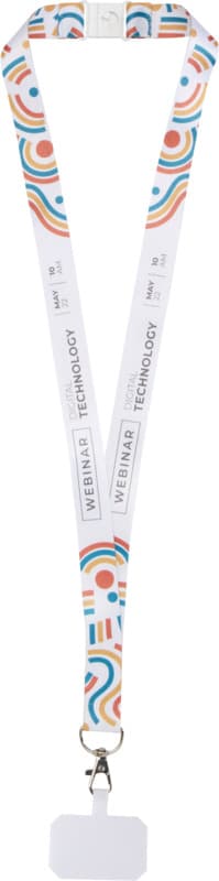 Addie sublimation RPET lanyard with phone holder and safety breakaway