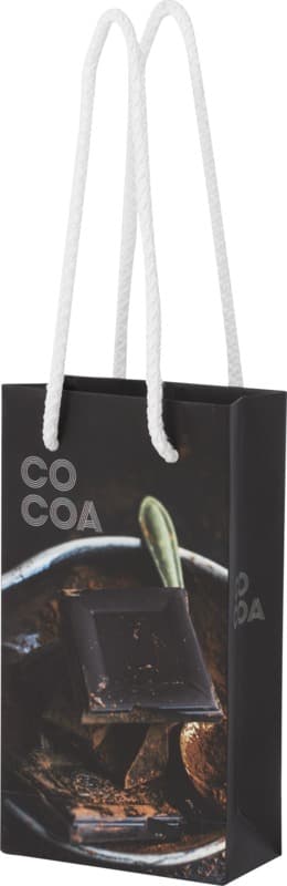 Handmade 170 g/m2 integra paper bag with plastic cord handles - 9.5 x 4 x 17 cm