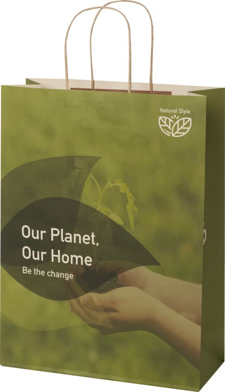 Agricultural waste 150 g/m2 paper bag with twisted handles - 31 x 12 x 41 cm