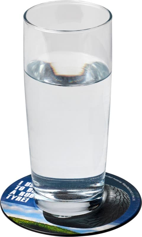 Brite-Mat® round coaster with tyre material