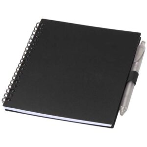 Niove recycled plastic soft cover notebook and ballpoint pen set (blue ink)