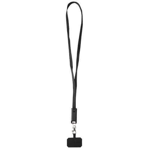 Franz recycled plastic smartphone lanyard with built-in data sync and 65W fast charge 5-in-1 cable