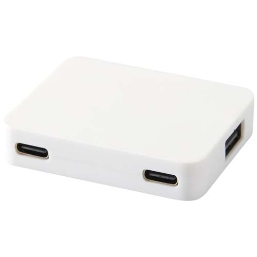 Gaia 4-port USB hub with USB-A and Type-C output and dual input - made from recycled plastic - Image 3