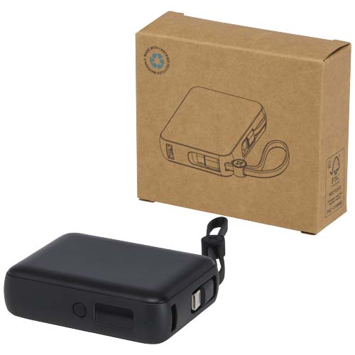 Acrux 10.000 mAh 35W tablet power bank with built in Type-C cable - made from recycled plastic