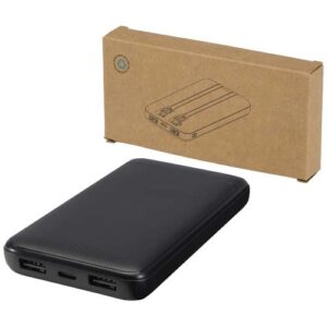 Adhil 10.000 mAh 10W recycled plastic power bank with 2 built-in cables