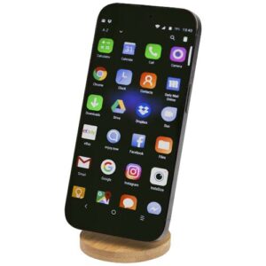 Alcor recycled plastic foldeable magnetic phone stand with bamboo details